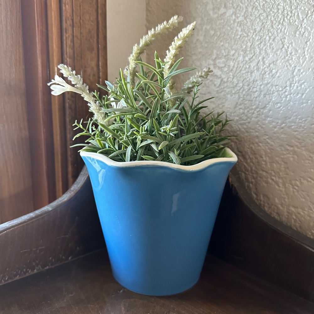 Crate&Barrel Two-Tone Blue Green Pot 6”